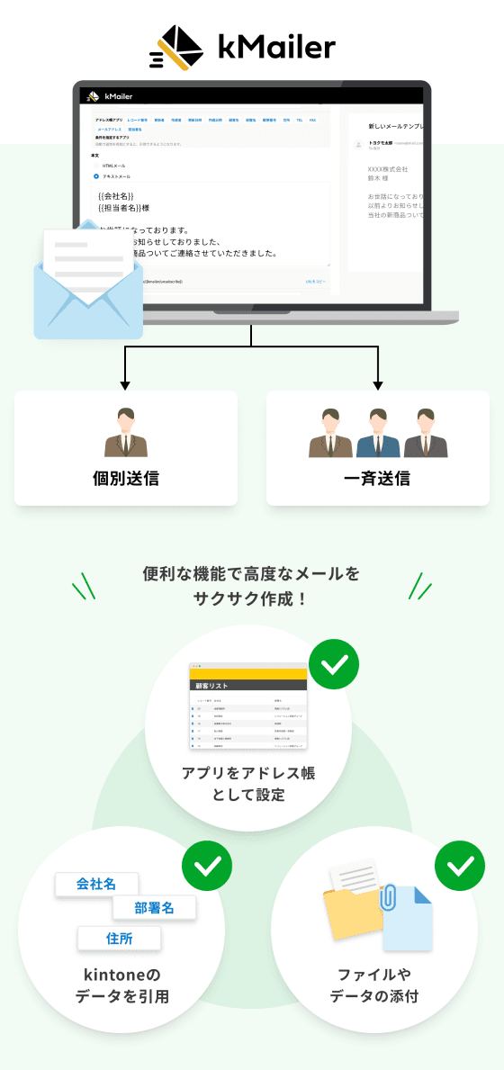 メールを個別/一斉送信できます!
